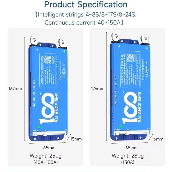 DALY100 BALANCE 8S-17S 40A SMART BMS WITH BLUETOOTH & ACTIVE BALANCING