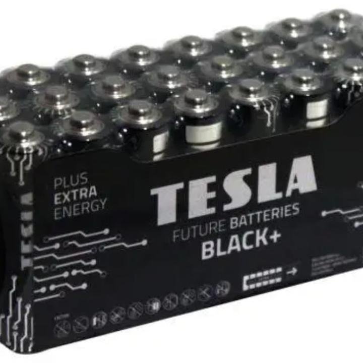 Tesla Batteries Black+ AA Maximum Power Alkaline Batteries, 10- Year Shelf Life, A Long-Lasting Battery Life, Leak-Free, LR06, 24 Count
