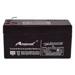 Amptek 12V 1.3Ah Black Sealed Rechargeable SMF Industrial Battery, AT12-1.3