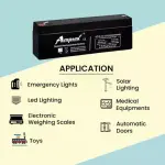 Amptek 12 V 2.2 Ah Black Sealed Rechargeable SMF Industrial Battery, AT12-2.2