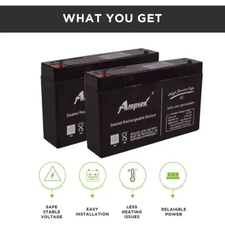 Amptek 6 V 7 Ah Black Sealed Rechargeable SMF Industrial Battery, AT6-7