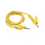 Yellow 1M Double End Test lead Wire 4mm Banana Plug Alligator Clip Crocodile 15A