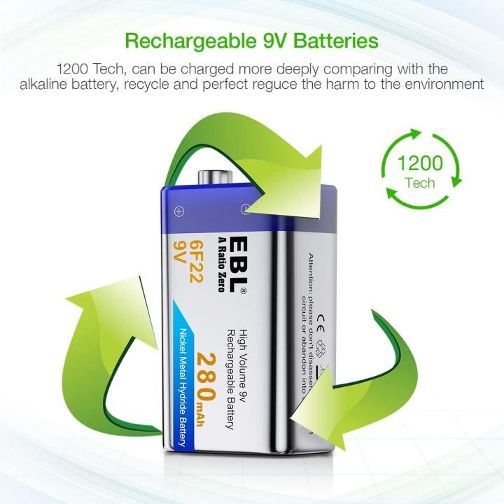 EBL 9V 280Mah Rechargeable Batteries