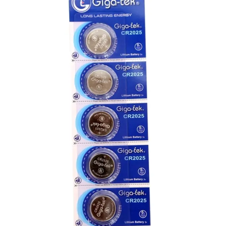 Giga-Tek CR2025 3V Lithium Coin Cell Battery - pack of 5