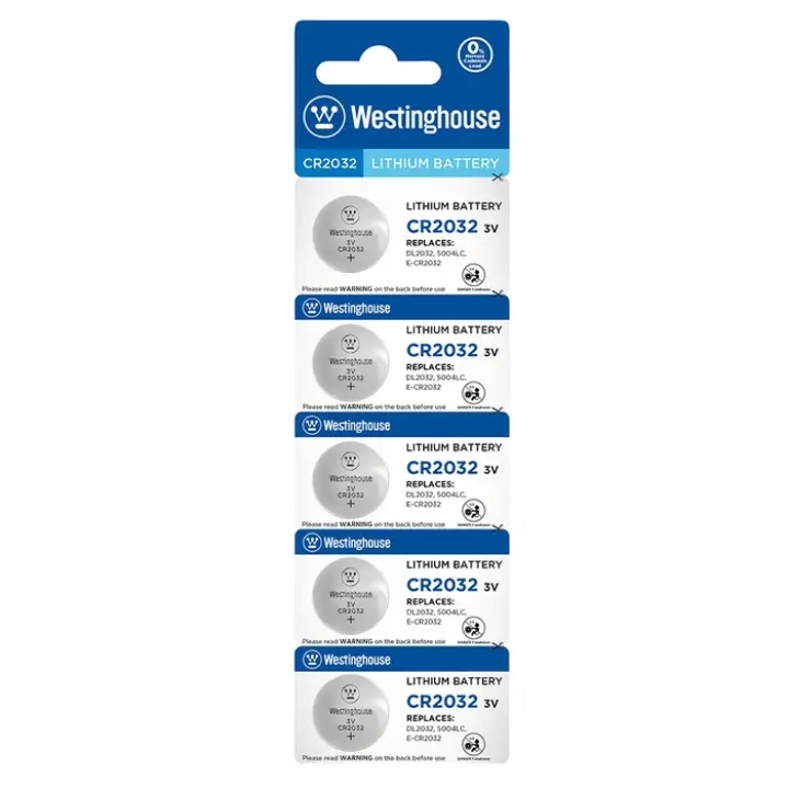 Westinghouse 3V CR2032 Lithium Coin Battery- Pack of 5